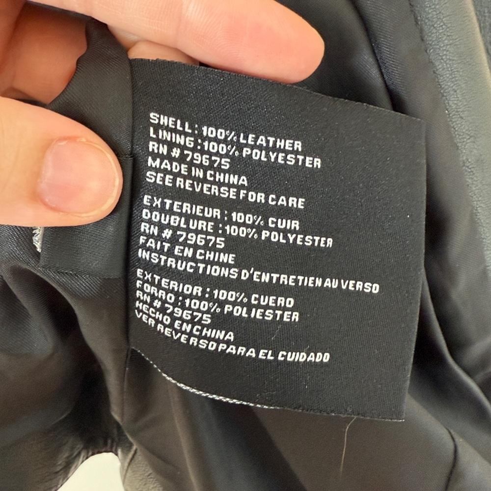 Michael Kors Black Leather Jacket, Medium - Picture 7 of 13